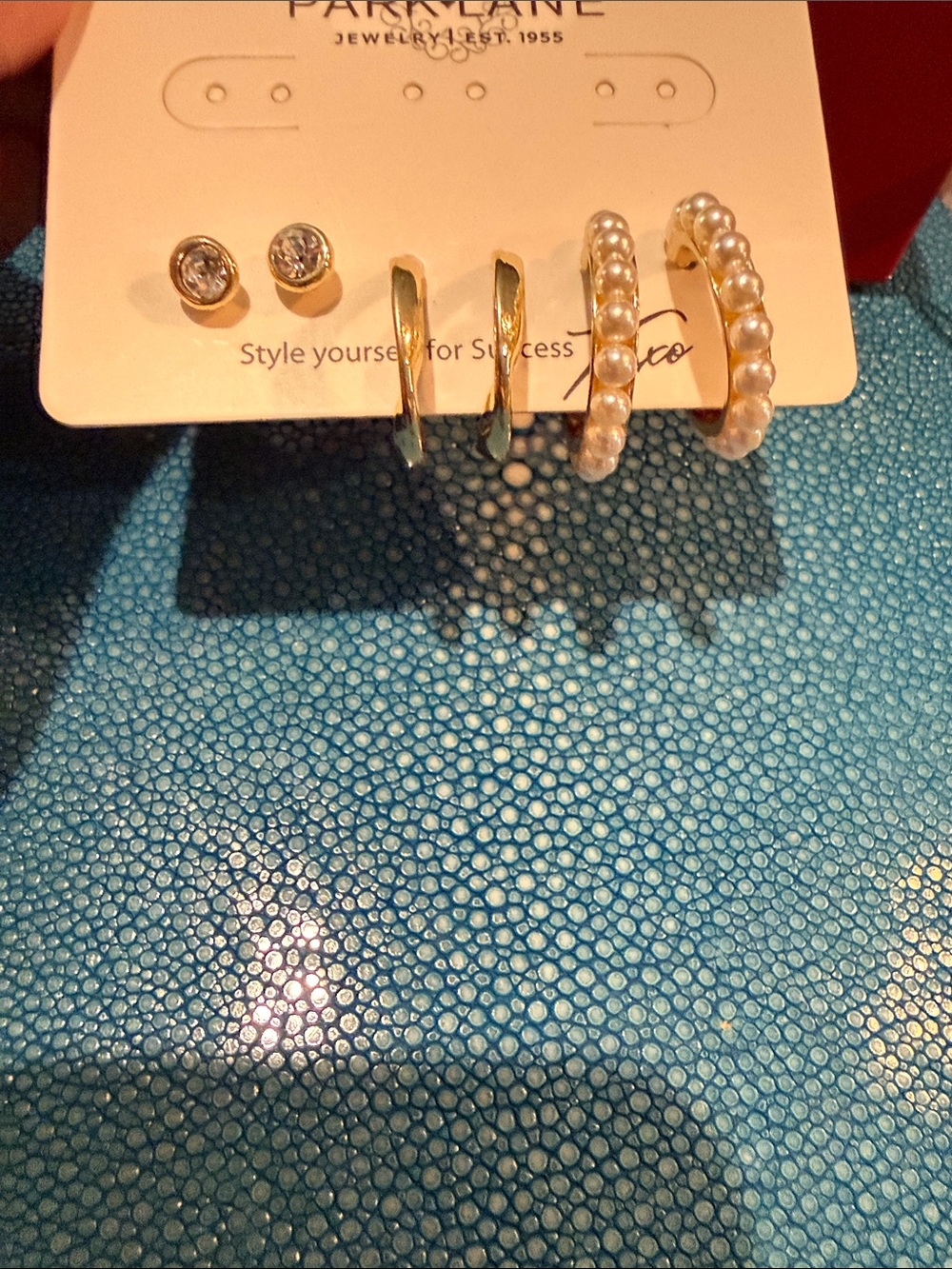 Park Lane Gold Tone and Pearl 3-Pair Earring Set